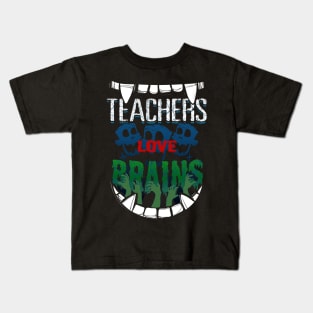 Teachers Love Brains Halloween Kids T-Shirt